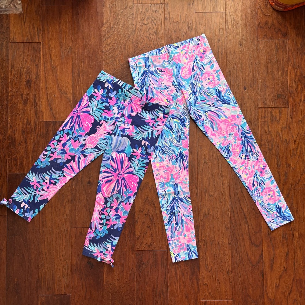 Lilly Pulitzer Kids Leggings - Pink and Blue Floral